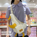 Walk Vela Cute Duck Shape Canvas Crossbody Bag – White