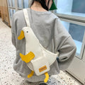 Walk Vela Cute Duck Shape Canvas Crossbody Bag – White